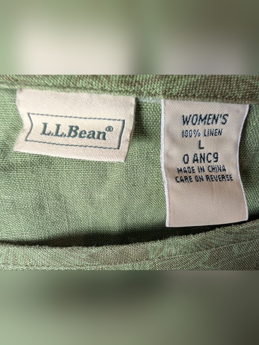 L.L. Bean 100% Linen Light Green Floral Short Sleeve Top - Picture 4 of 7